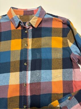 Bold Block Navy Blue Orange Pink & Yellow Cotton Fall Flannel